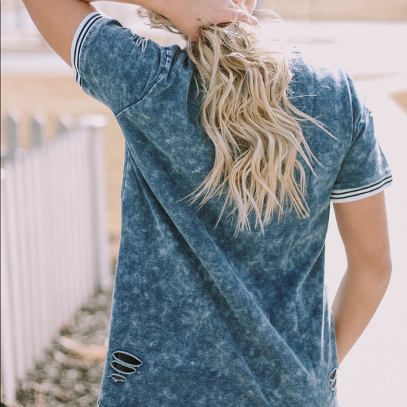 Distressed denim top - Picture 3 of 6